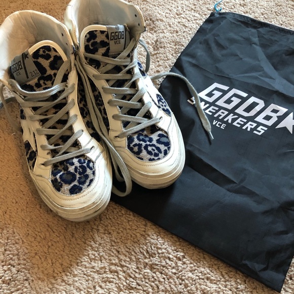 Shoes - Golden goose leopard star high top women’s size 8